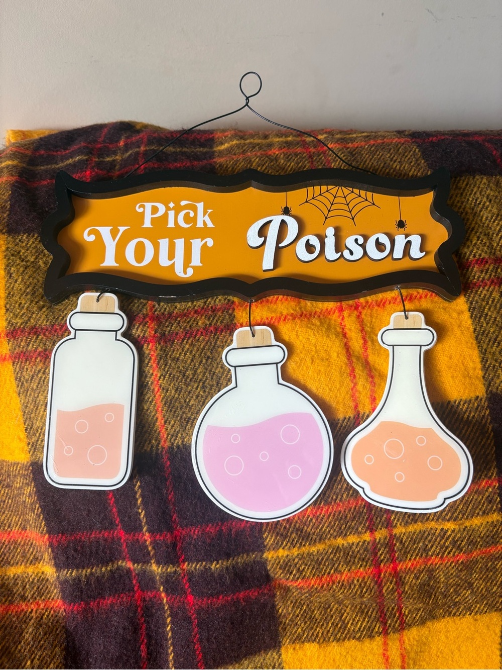 Ashland Halloween 'Pick Your Poison' Wall Sign in Orange, Pink, White